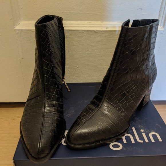 NWT NEW J. McLaughlin Gwyneth Black Croc Bootie 7 - Picture 3 of 8